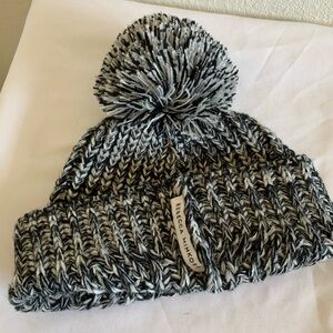 Rebecca Minkoff beanie hat. Gray/black/white cold snow bad hair day.